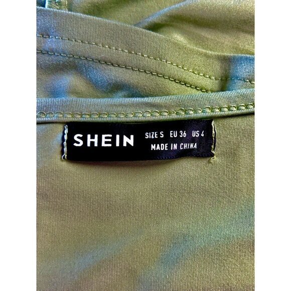 SHEIN Sweetheart Neck Frill Trim Ruched Top in Mint Green - Size S - Picture 4 of 5